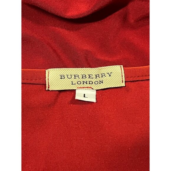 Burberry London Large Red Embellished Blouse Top Short Sleeve Scalloped Neck - Picture 8 of 8